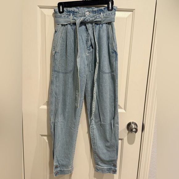 Something Navy Sky Blue Denim Trousers - Picture 1 of 5